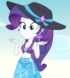 Size: 727x803 | Tagged: suggestive, artist:dirty mike, derpibooru import, edit, edited screencap, screencap, rarity, equestria girls, equestria girls series, lost and found, beautiful, belly button, bikini, bikini babe, breast edit, breasts, cleavage, clothes, ear piercing, earring, female, hat, jewelry, piercing, sarong, see-through, sexy, solo, sun hat, swimsuit, swimsuit edit