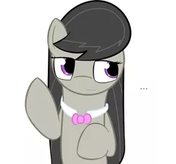 Size: 651x608 | Tagged: safe, artist:erthilo, derpibooru import, octavia melody, earth pony, pony, ask octavia, ..., female, looking sideways, mare, raised hoof, simple background, solo, white background