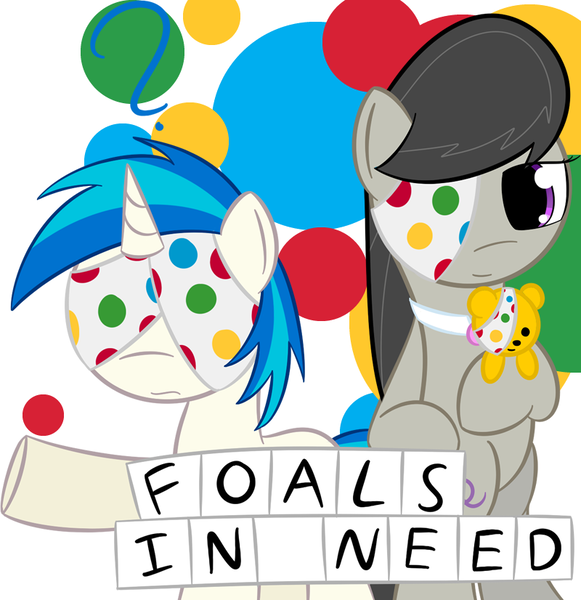 Size: 800x826 | Tagged: safe, artist:erthilo, derpibooru import, octavia melody, vinyl scratch, earth pony, pony, unicorn, ask octavia, abstract background, duo, duo female, eyepatch, female, mare, teddy bear