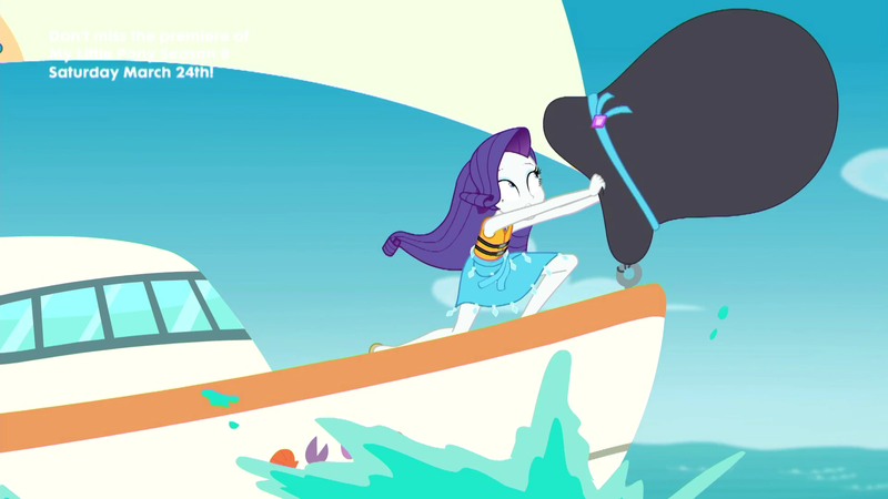 Size: 1920x1080 | Tagged: safe, derpibooru import, screencap, rarity, equestria girls, equestria girls series, the salty sails, clothes, giant hat, hat, solo, sun hat, swimsuit