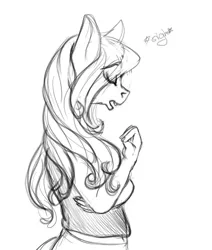 Size: 762x900 | Tagged: annoyed, anthro, artist:littlewolfstudios, ask, bust, curly, curly mane, derpibooru import, doodle, female, oc, oc:mistress foxxie hearts, profile, safe, sigh, sketch, tumblr