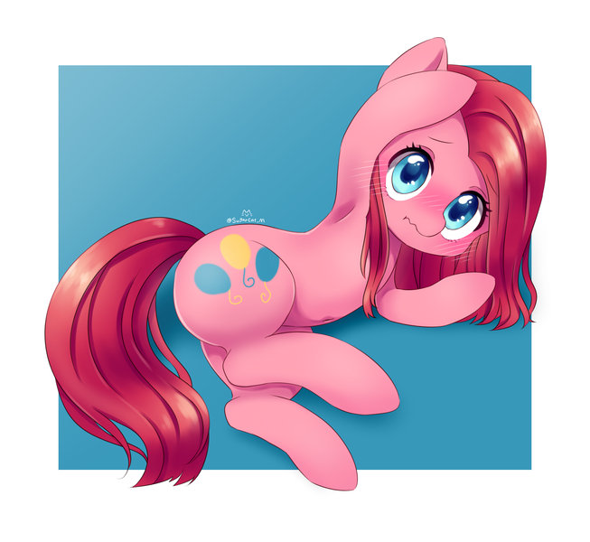 Size: 1978x1817 | Tagged: safe, artist:shusu, derpibooru import, pinkie pie, earth pony, pony, armpits, belly button, blushing, cute, cuteamena, diapinkes, female, looking at you, mare, nervous, pinkamena diane pie, pixiv, solo, wavy mouth