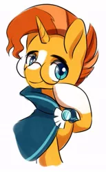 Size: 507x824 | Tagged: safe, artist:shusu, derpibooru import, sunburst, pony, unicorn, cape, clothes, cute, looking at you, male, simple background, solo, stallion, sunbetes, white background