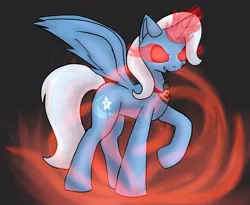 Size: 847x696 | Tagged: safe, artist:puppyhowler, derpibooru import, trixie, alicorn, pony, alicorn amulet, alicornified, dark background, race swap, raised hoof, red eyes, red eyes take warning, solo, trixiecorn, xk-class end-of-the-world scenario