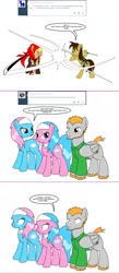 Size: 1046x2408 | Tagged: safe, artist:dekomaru, derpibooru import, aloe, lotus blossom, oc, oc:fuma, oc:hattori, oc:silverwind, pegasus, pony, unicorn, tumblr:ask twixie, ask, comic, female, male, mare, sade, stallion, sword, tumblr, weapon