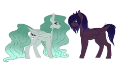 Size: 1024x535 | Tagged: safe, artist:kimyowolf, derpibooru import, oc, oc:eclipse star, oc:memorie, unofficial characters only, pegasus, pony, black sclera, female, mare, simple background, transparent background