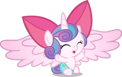 Size: 5430x3408 | Tagged: safe, artist:gurugrendo, artist:hendro107, derpibooru import, edit, editor:slayerbvc, vector edit, princess flurry heart, alicorn, pony, once upon a zeppelin, .svg available, accessory swap, apple bloom's bow, baby, baby pony, bow, cloth diaper, cooing, cute, dawwww, diaper, female, filly, flurrybetes, foal, hair bow, happy, safety pin, simple background, sitting, solo, transparent background, vector