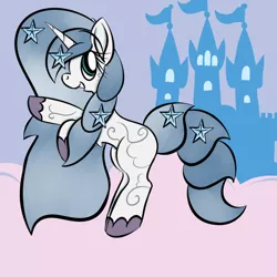 Size: 1250x1250 | Tagged: safe, artist:souldew, derpibooru import, princess silver swirl, unicorn, castle, cloud, g2, g2 to g4, generation leap