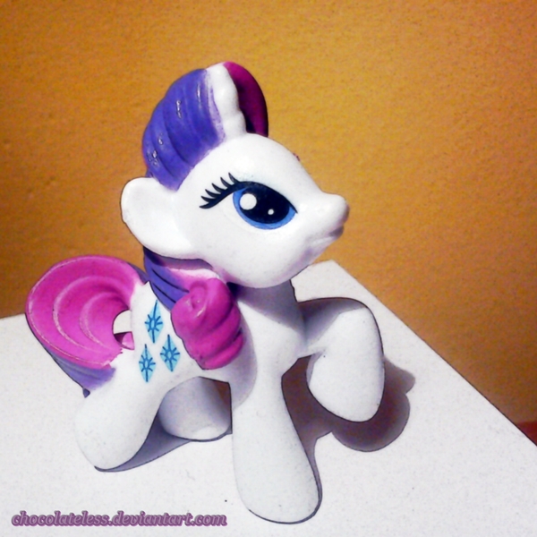 Size: 1821x1821 | Tagged: safe, artist:chocolateless, derpibooru import, rarity, blind bag, irl, photo, solo, toy