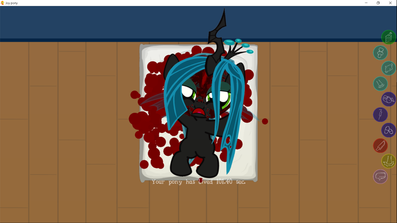 Size: 1920x1080 | Tagged: grimdark, artist:gmstav, derpibooru import, queen chrysalis, changeling, changeling queen, nymph, pony, abuse, baby, baby pony, blood, chrysabuse, death, female, filly, foal, image, infanticide, joypony, png, solo, younger