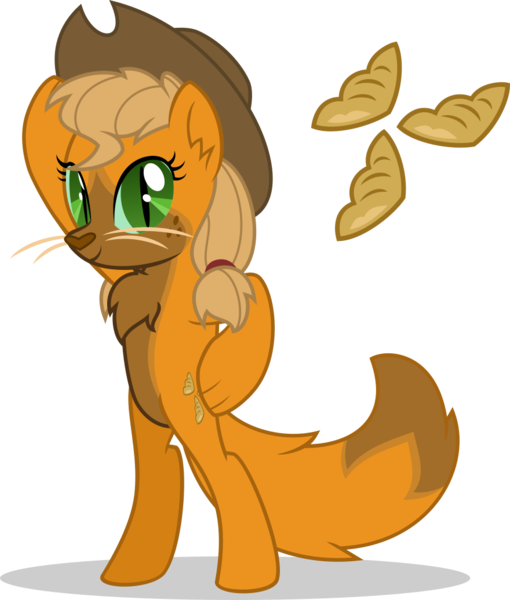 Size: 880x1036 | Tagged: anthro, artist:mlp-trailgrazer, bipedal, cat eyes, derpibooru import, female, hybrid, my little pony: the movie, oc, oc:apple turnover, offspring, parent:applejack, parent:capper, parents:capperjack, safe, simple background, slit eyes, solo, transparent background, unguligrade anthro