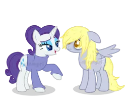 Size: 1024x843 | Tagged: safe, artist:jolteongirl, derpibooru import, derpy hooves, rarity, pegasus, pony, unicorn, bags under eyes, clothes, colored pupils, derpity, female, floppy ears, lesbian, pregnant, sad, shipping, simple background, sweater, transparent background, watermark