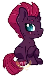 Size: 441x722 | Tagged: safe, artist:cloureed, derpibooru import, fizzlepop berrytwist, tempest shadow, unicorn, my little pony: the movie, chibi, cute, simple background, solo, tempestbetes, transparent background, watermark