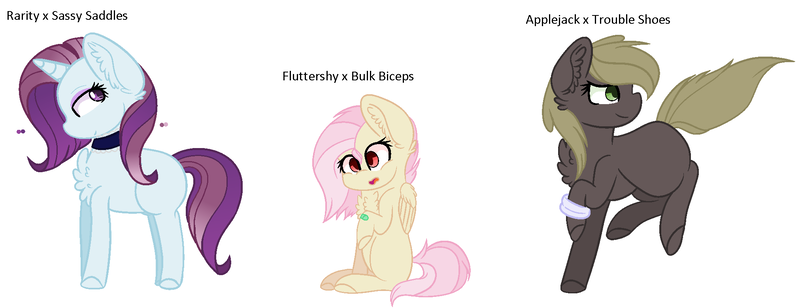 Size: 2024x778 | Tagged: artist:crystalclear152, derpibooru import, magical lesbian spawn, oc, oc:shivering rose, offspring, parent:applejack, parent:bulk biceps, parent:fluttershy, parent:rarity, parent:sassy saddles, parents:flutterbulk, parents:rarisaddles, parents:troublejack, parent:troubleshoes clyde, randomverse, safe