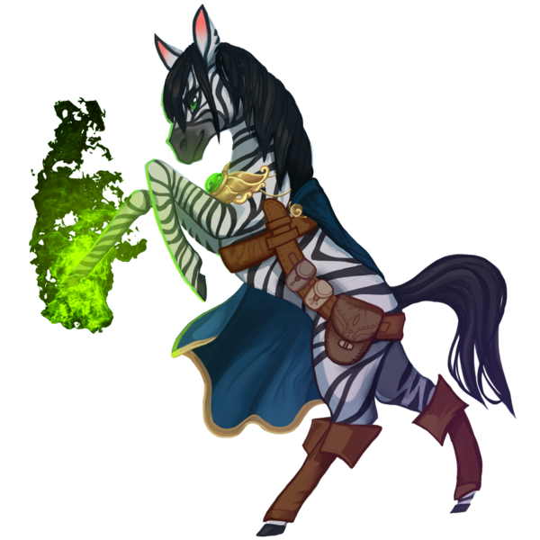 Size: 1104x1104 | Tagged: artist:sitaart, black hair, black mane, clothes, derpibooru import, dungeons and dragons, fantasy class, female, green eyes, magic, mare, necromancer, oc, oc:pandora, pathfinder, pen and paper rpg, ponyfinder, rpg, safe, simple background, solo, transparent background, unofficial characters only, zebra, zebra oc