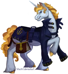 Size: 2038x2218 | Tagged: safe, artist:sitaart, derpibooru import, oc, oc:luxury yacht, unofficial characters only, pony, unicorn, ponyfinder, anchor, blonde, blonde hair, blonde mane, blue eyes, book, clothes, curly hair, dungeons and dragons, fantasy class, male, pathfinder, pen and paper rpg, rpg, signature, simple background, solo, stallion, transparent background, unshorn fetlocks, wizard