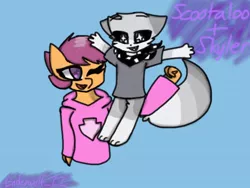 Size: 640x480 | Tagged: anthro, artist:enderwolf-22, comic:ponytale, derpibooru import, duo, non-mlp oc, oc, oc:ponytale scootaloo, oc:skyler, safe, scootaloo