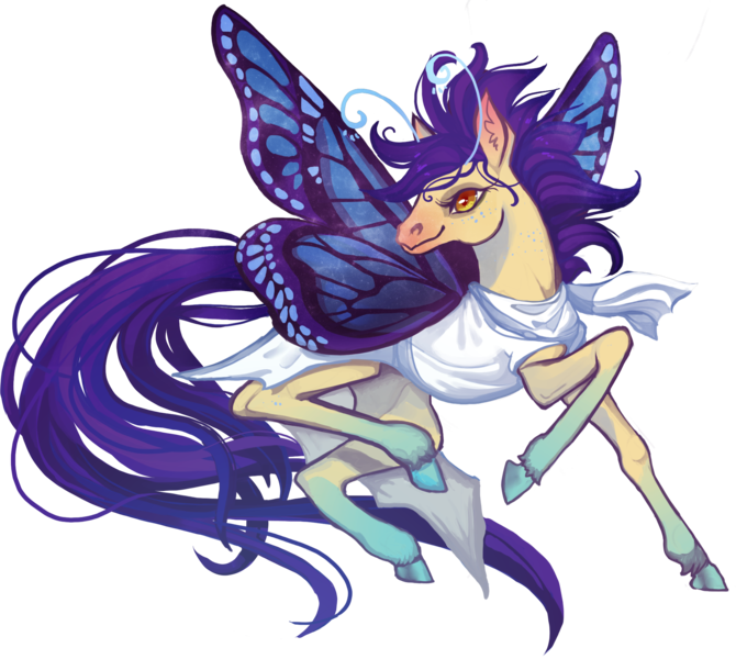 Size: 2013x1804 | Tagged: artist:sitaart, butterfly wings, clothes, derpibooru import, dungeons and dragons, female, flutter pony, mare, oc, oc:glitter wing, orange eyes, pathfinder, pen and paper rpg, ponyfinder, purple hair, purple mane, rpg, safe, simple background, solo, transparent background, unofficial characters only, white fur
