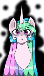 Size: 1024x1788 | Tagged: safe, artist:eggymy, deleted from derpibooru, derpibooru import, princess celestia, pony, bust, crying, pinklestia, portrait, solo