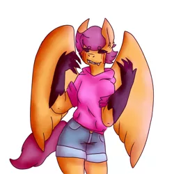 Size: 1200x1200 | Tagged: anthro, artist:shiftywillows, comic:ponytale, derpibooru import, oc, oc:ponytale scootaloo, rage form scootaloo, scootaloo, semi-grimdark, solo