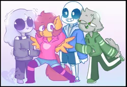 Size: 1845x1274 | Tagged: anthro, artist:fanofixedsys137, comic:ponytale, derpibooru import, non-mlp oc, oc, oc:fano, oc:ponytale scootaloo, oc:susan, safe, sans (undertale), scootaloo, undertale