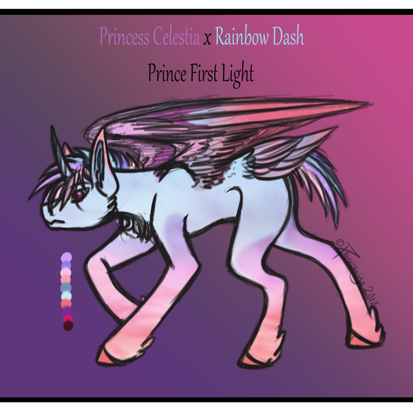 Size: 1280x1280 | Tagged: artist:pseishiyo, derpibooru import, magical lesbian spawn, oc, oc:prince first light, offspring, parent:princess celestia, parent:rainbow dash, parents:dashlestia, safe, solo