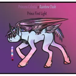 Size: 1280x1280 | Tagged: artist:pseishiyo, derpibooru import, magical lesbian spawn, oc, oc:prince first light, offspring, parent:princess celestia, parent:rainbow dash, parents:dashlestia, safe, solo