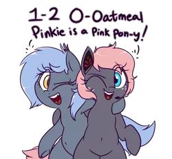 Size: 1300x1200 | Tagged: safe, artist:notenoughapples, derpibooru import, oc, oc:panne, oc:vedalia rose, unofficial characters only, pony, 1 2 oatmeal, armpits, belly button, headset, simple background, simpleflips, transparent background