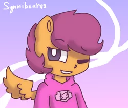 Size: 2600x2200 | Tagged: safe, artist:synnibear03, derpibooru import, scootaloo, oc, oc:ponytale scootaloo, unofficial characters only, anthro, comic:ponytale, solo