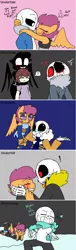 Size: 1184x3896 | Tagged: anthro, artist:synnibear03, comic:ponytale, crossover, crossover shipping, derpibooru import, female, horrortale, horrortale scootaloo, male, oc, oc:ponytale scootaloo, old art, outertale, outertale scootaloo, sans (undertale), scootaloo, scootasans, semi-grimdark, shipping, straight, underfell, underfell scootaloo, underswap, underswap scootaloo, undertale