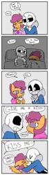 Size: 1000x3544 | Tagged: safe, artist:synnibear03, derpibooru import, scootaloo, oc, oc:ponytale scootaloo, anthro, comic:ponytale, crossover, crossover shipping, female, male, sans (undertale), scootasans, shipping, straight, undertale