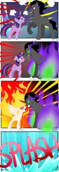 Size: 1000x2900 | Tagged: alicorn, argument, artist:wolfkice, comic, derpibooru import, female, fight, fire, furious, glowing eyes, irritated, king sombra, male, rapidash twilight, safe, shipping, splash, straight, subverted meme, twibra, twilight sparkle, twilight sparkle (alicorn), water, yelling