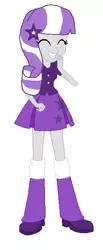 Size: 240x580 | Tagged: safe, artist:kokonaharuka45, derpibooru import, twilight velvet, equestria girls, clothes, cute, equestria girls-ified, laughing, leg warmers, pleated skirt, shoes, simple background, skirt, solo, velvetbetes, white background