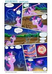 Size: 6197x8760 | Tagged: safe, artist:jeremy3, derpibooru import, trixie, twilight sparkle, twilight sparkle (alicorn), alicorn, ghost, night phoenix, phoenix, pony, comic:everfree, absurd resolution, comic, magic, spirit