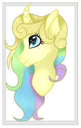 Size: 500x788 | Tagged: safe, artist:cindydreamlight, derpibooru import, oc, oc:acry weaver, pony, unicorn, bust, curved horn, female, mare, portrait, solo