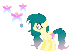 Size: 1728x1304 | Tagged: safe, artist:thesmall-artist, derpibooru import, oc, oc:butterfly, pegasus, pony, female, interspecies offspring, mare, offspring, parent:fluttershy, parent:pharynx, parents:pharynxshy, simple background, solo, transparent background, two toned wings