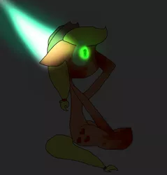 Size: 400x418 | Tagged: semi-grimdark, artist:rosetheskeleton163, derpibooru import, applejack, 1000 hours in ms paint, blood, eye glow, solo