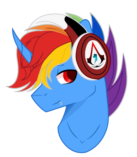 Size: 1024x1174 | Tagged: safe, artist:mintoria, derpibooru import, oc, oc:blazie, pony, unicorn, bust, headphones, male, portrait, simple background, solo, stallion, transparent background