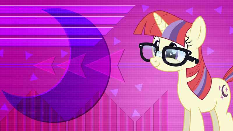 Size: 1920x1080 | Tagged: artist:dashiesparkle, artist:laszlvfx, cutie mark background, derpibooru import, edit, glasses, moondancer, safe, solo, wallpaper, wallpaper edit