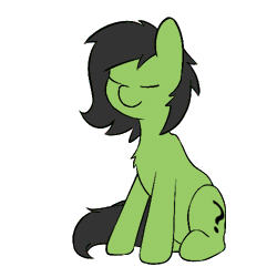 Size: 500x500 | Tagged: safe, artist:senaelik, derpibooru import, oc, oc:anonfilly, unofficial characters only, earth pony, pony, animated, eyes closed, female, filly, frame by frame, gif, headbob, image, party soft, simple background, sitting, smiling, solo, white background