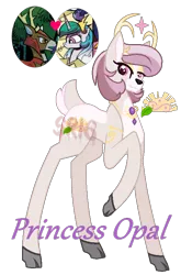 Size: 492x746 | Tagged: artist:superrosey16, blackthorn, cloven hooves, deer pony, derpibooru import, female, hybrid, interspecies offspring, oc, oc:opal, offspring, original species, parent:blackthorn, parent:princess celestia, princess celestia, safe, simple background, solo, transparent background