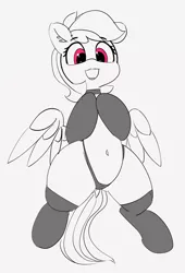 Size: 1280x1878 | Tagged: suggestive, artist:pabbley, derpibooru import, rainbow dash, pegasus, pony, 30 minute art challenge, adorasexy, belly button, clothes, cute, dashabetes, female, mare, open mouth, panties, partial color, sexy, simple background, socks, solo, solo female, underwear, white background