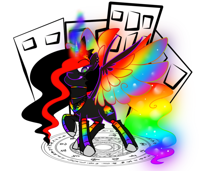 Size: 1200x1011 | Tagged: safe, artist:pheebadohdoh, derpibooru import, oc, oc:princess neon boom, unofficial characters only, alicorn, original species, alicorn oc, converse, neon pony, rainbow hair, raised hoof, shoes, simple background, solo, transparent background