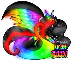 Size: 1698x1438 | Tagged: alicorn, alicorn oc, artist:nekomellow, derpibooru import, neon pony, oc, oc:princess neon boom, original species, safe, simple background, solo, transparent background, unofficial characters only