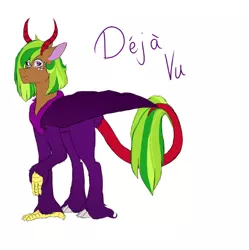 Size: 582x585 | Tagged: artist:purplellamaswag, derpibooru import, interspecies offspring, magical gay spawn, oc, oc:deja vu, offspring, parent:discord, parents:dispike, parent:spike, safe, solo