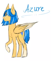 Size: 2600x2900 | Tagged: artist:purplellamaswag, derpibooru import, magical gay spawn, oc, oc:azure, offspring, parent:flash sentry, parents:flashburst, parent:sunburst, raised hoof, safe, simple background, solo, white background