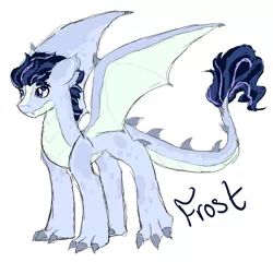 Size: 1438x1378 | Tagged: artist:alawdulac, derpibooru import, dracony, hybrid, interspecies offspring, oc, oc:frost, offspring, parent:rarity, parent:spike, parents:sparity, safe, solo