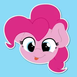 Size: 1000x1000 | Tagged: safe, artist:ljdamz1119, derpibooru import, pinkie pie, :p, blue background, cute, diapinkes, head, ponk, silly, simple background, solo, tongue out