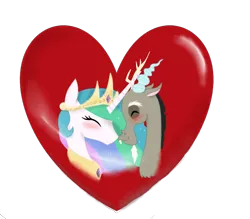 Size: 3275x2871 | Tagged: safe, artist:mr100dragon100, derpibooru import, discord, princess celestia, bust, dislestia, female, heart, male, shipping, simple background, straight, transparent background