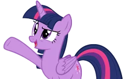 Size: 4736x3016 | Tagged: safe, artist:andoanimalia, derpibooru import, twilight sparkle, twilight sparkle (alicorn), alicorn, pony, school daze, female, mare, open mouth, raised hoof, simple background, solo, transparent background, underhoof, vector